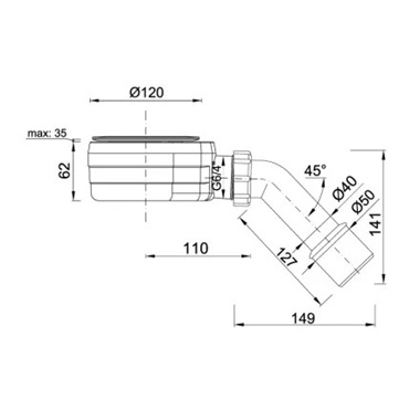 Radaway HS1 zuhanytálca szifon 90 cm, tető nélkül