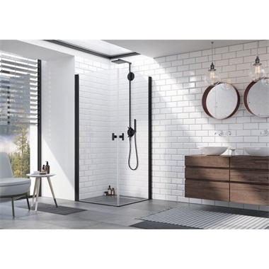 Radawayes Black KDD I 90 zuhanykabin 200x90 cm, fekete, jobbos