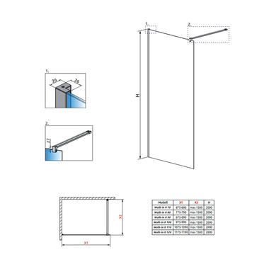 Radaway Nes Walk-in II zuhanyfal 70x200 cm, króm