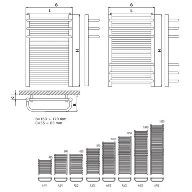 Radeco A/2 egyenes radiátor 68x53,5 cm, fehér