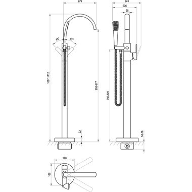 Ravak Freedom FM 080.00 padlón álló csaptelep króm