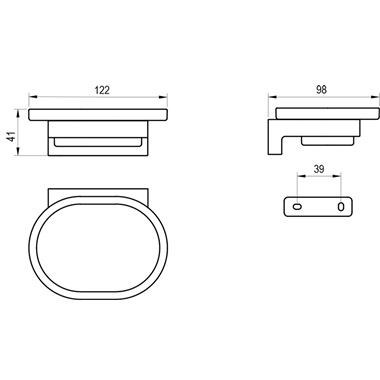 Ravak Chrome CR II 200.20BLM szappantartó tálkával, matt fekete
