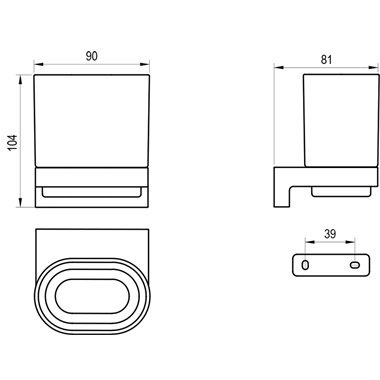 Ravak Chrome CR II 210.20BLM pohártartó üvegpohárral, matt fekete