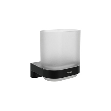 Ravak Chrome CR II 210.20BLM pohártartó üvegpohárral, matt fekete