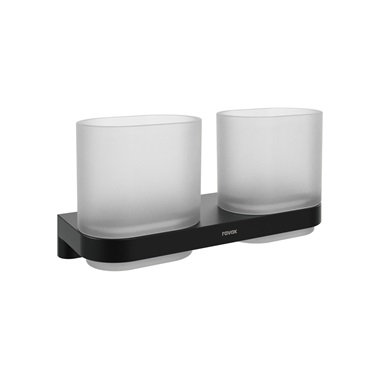 Ravak Chrome CR II 220.20BLM dupla pohártartó poharakkal, matt fekete, üveg