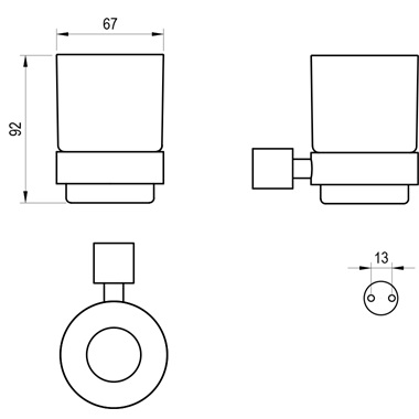 Ravak Fold FD 210.30SSB pohártartó üvegpohárral, szálcsiszolt rozsdamentes acél