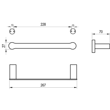Ravak Fold FD 301.30SSB törölközőtartó, szálcsiszolt 25 cm, rozsdamentes acél