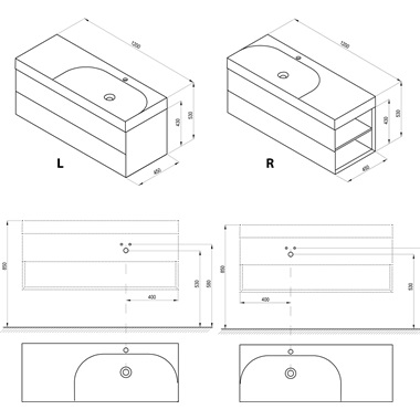 Ravak SD Lite mosdószekrény 120x45x43 cm