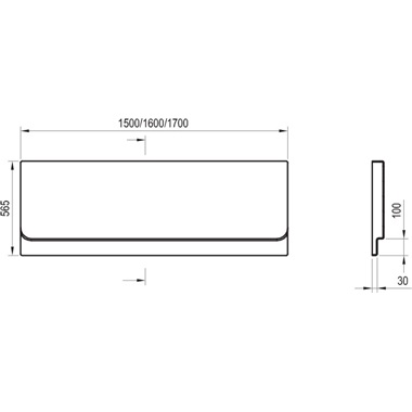 Ravak Chrome kád előlap 170 cm, fehér