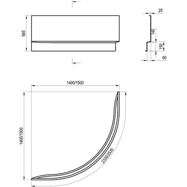Ravak NewDay, Gentiana kád előlap 140 cm, fehér