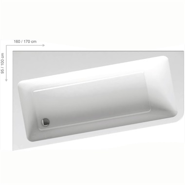 Ravak 10° akril, 160x95 asszimetrikus sarokkád, balos, fehér Ravak 10° akril, 160x95 asszimetrikus sarokkád, balos, fehér
