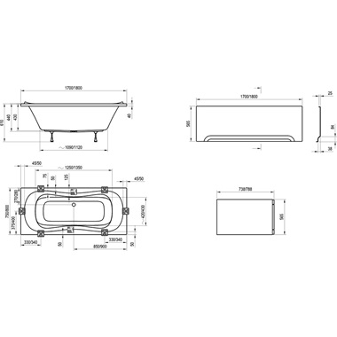 Ravak Campanula II 180x80 akrilkád, fehér Ravak Campanula II 180x80 akrilkád, fehér