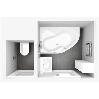 Ravak Rosa 95 sarokkád 160x95 cm, balos, fehér