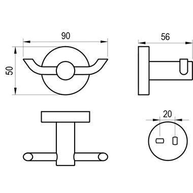 Ravak Kona KN 100.20GB dupla törölközőakasztó, szálcsiszolt grafit
