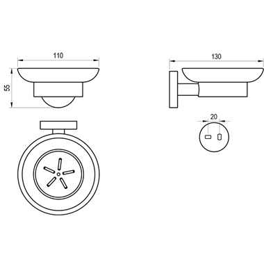 Ravak Kona KN 200.20GB szappantartó tálkával, szálcsiszolt grafit
