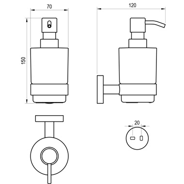Ravak Kona KN 231.20BLM szappanadagoló matt fekete