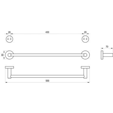 Ravak Kona KN 310.30SSB törölközőtartó 45 cm, szálcsiszolt rozsdamentes acél