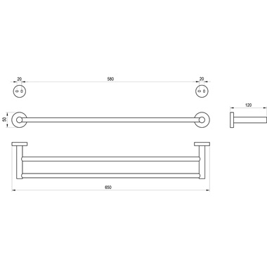 Ravak Kona KN 320.20GB dupla törölközőtartó 60 cm, szálcsiszolt grafit