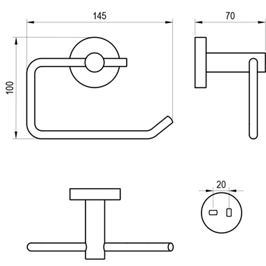 Ravak Kona KN 401.20GB WC-papír-tartó, szálcsiszolt grafit