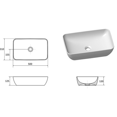 Ravak mosdó Unislim 500r pultra ültethető