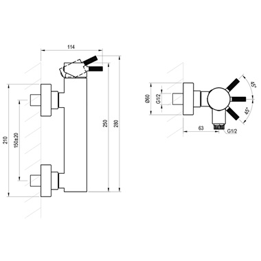 Ravak Nox NX 032.20BLM fali zuhanycsaptelep, szett nélkül, matt fekete