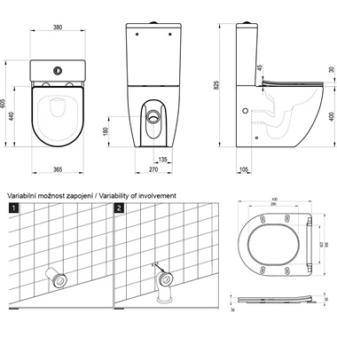 Ravak Optima RimOff monoblokkos WC ülőkével, fehér