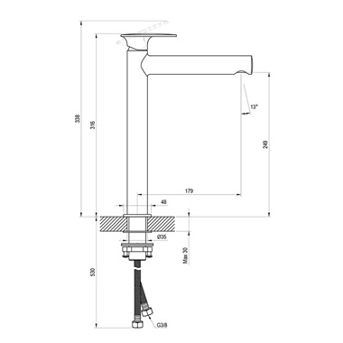 Ravak Spring mosdócsaptelep álló 315 mm, leeresztő nélkül, fekete SG 015.20BLM Ravak Spring mosdócsaptelep álló 315 mm, leeresztő nélkül, fekete SG 015.20BLM