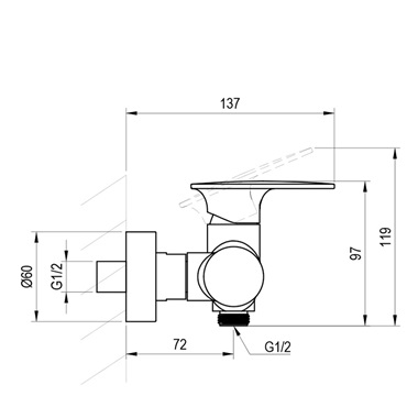 Ravak Spring fali zuhanycsaptelep zuhanyszett nélkül, króm SG 032.00CR Ravak Spring fali zuhanycsaptelep zuhanyszett nélkül, króm SG 032.00CR