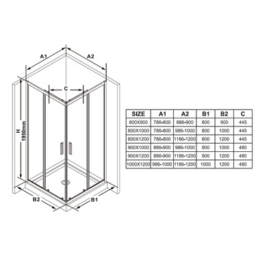Ravak Blix Slim BLSRV2K-100 zuhanykabin 100x195 cm fekete, transparent