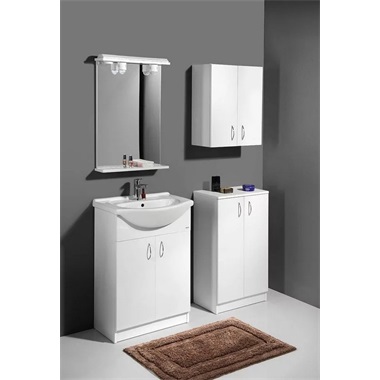 Sapho Aqualine Simplex Eco mosdótartó szekrény mosdóval, 58x83x30cm, matt fehér