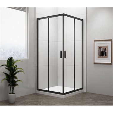 Sapho Polysan Easy Line Back szögletes zuhanykabin, matt fekete, transparent 90x90 cm