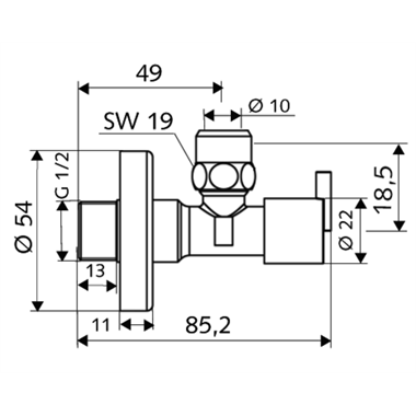 Schell Pint design sarokszelep 1/2"-3/8" 