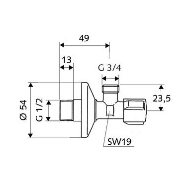 Schell Comfort sarokszelep mosógéphez 1/2"-3/4" 