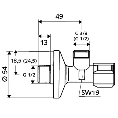 Schell Comfort sarokszelep 1/2"-3/8" szűrős ASAG