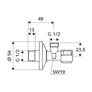 Schell Comfort sarokszelep 1/2"-1/2"