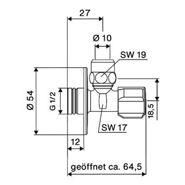Schell Comfort sarokszelep 1/2"-3/8", mini