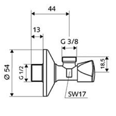 Schell Sanland sarokszelep 1/2"-3/8 " hollandi nélkül