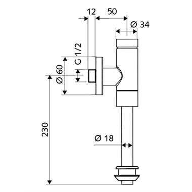 Schell Basic falon kívüli vizelde öblítőszelep 1/2" KM
