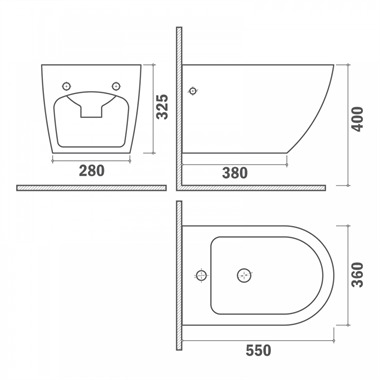 Strohm Teka Manacor fali bidé 55x36x32,5 cm