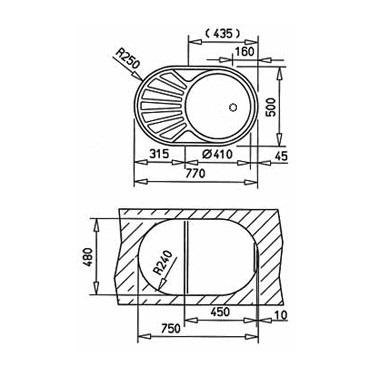 Teka DR77 1B 1D beépíthető mosogató 77x50 cm, rozsdamentes acél