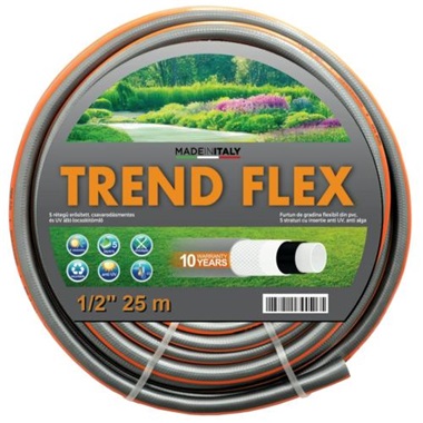 Trend Flex prémium locsoló tömlő 1/2" 25 m, 5 rétegű, UV álló, csavarodás mentes