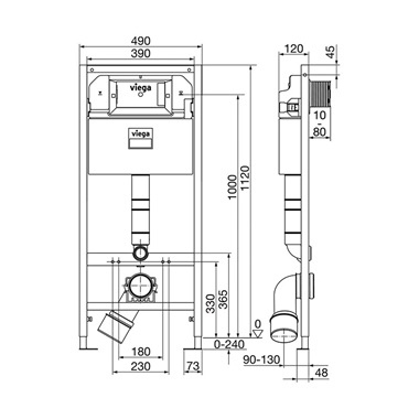 Viega Prevista Dry projekt wc elem 1120mm Viega Prevista Dry projekt wc elem 1120mm
