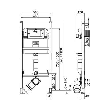 Viega Prevista Dry wc elem 1120/820 mm álló wc-hez vagy gyerek wc-hez Viega Prevista Dry wc elem 1120/820 mm álló wc-hez vagy gyerek wc-hez