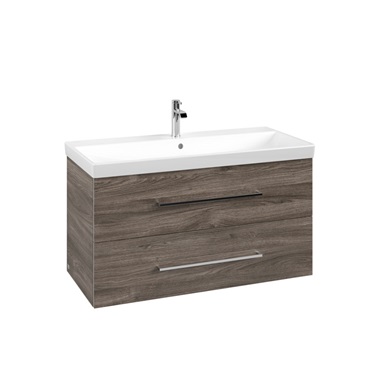 Villeroy & Boch Avento alsószekrény,2 kihúzható elem, mosdó középen, falra szerelhető, stone oak 98x51,4x45,2 cm Villeroy & Boch Avento alsószekrény,2 kihúzható elem, mosdó középen, falra szerelhető, stone oak 98x51,4x45,2 cm