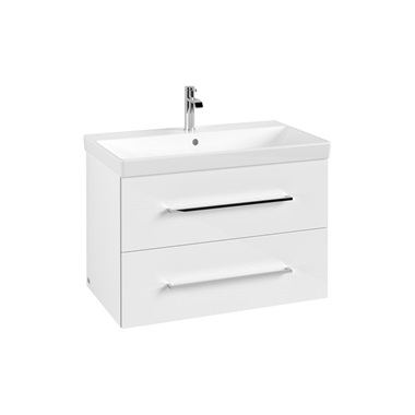 Villeroy & Boch Avento alsószekrény 76x52x44,7 ,2 kihúzható elem, mosdó középen, falra szerelhető, crystal white