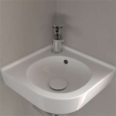 Villeroy O.novo sarok kézmosó kompakt 40x32 cm, túlfolyó nélkül