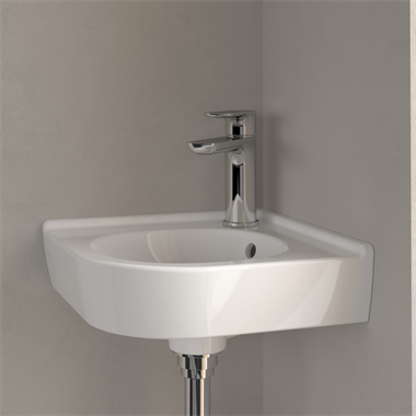 Villeroy O.novo sarok kézmosó kompakt 40x32 cm, túlfolyó nélkül