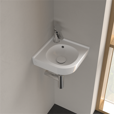 Villeroy O.novo sarok kézmosó kompakt 40x32 cm, túlfolyó nélkül
