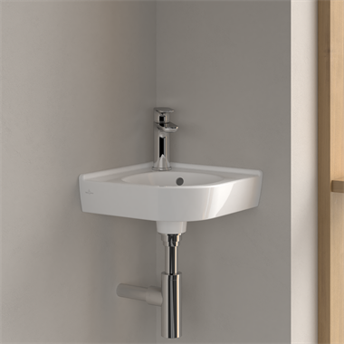 Villeroy O.novo sarok kézmosó kompakt 40x32 cm, túlfolyó nélkül