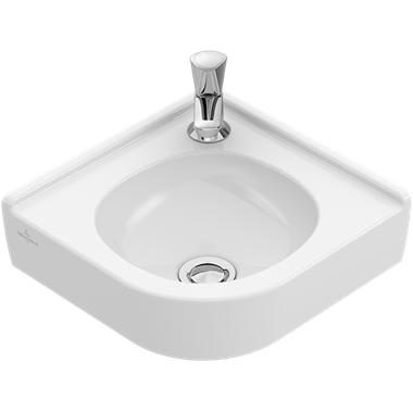 Villeroy O.novo sarok kézmosó kompakt 40x32 cm, túlfolyó nélkül